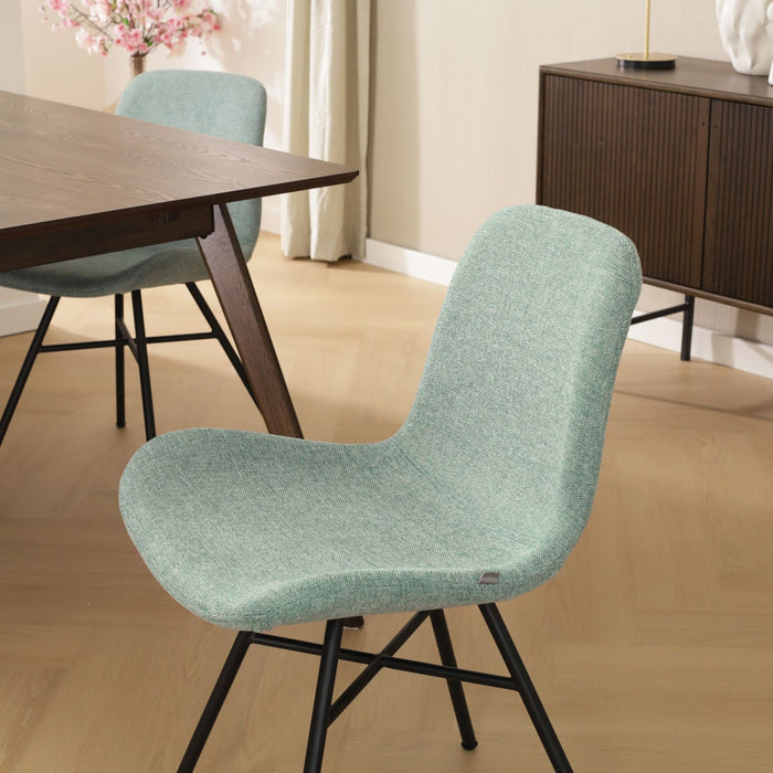 Nolon Noa-Fé Eetkamerstoel Zacht Groen - Stof - Zwart Onderstel