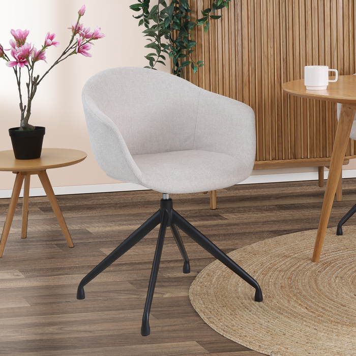 Nolon Nola-Otis draaibare eetkamerstoel beige - zwart onderstel