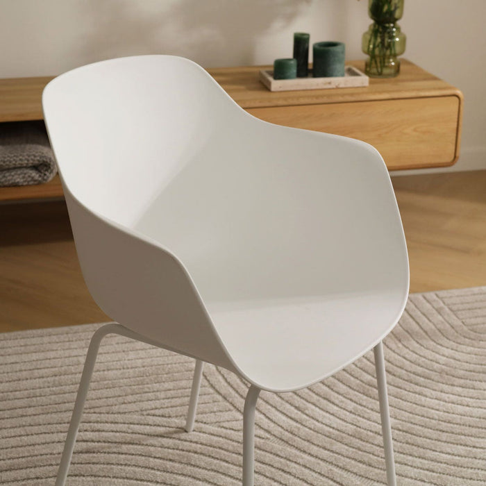 Nolon Nora-Puk Eetkamerstoel Wit - met Armleuning - Wit Onderstel