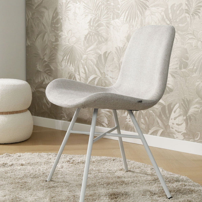 Nolon Noa-Fé Eetkamerstoel Beige - Stof - Wit Onderstel