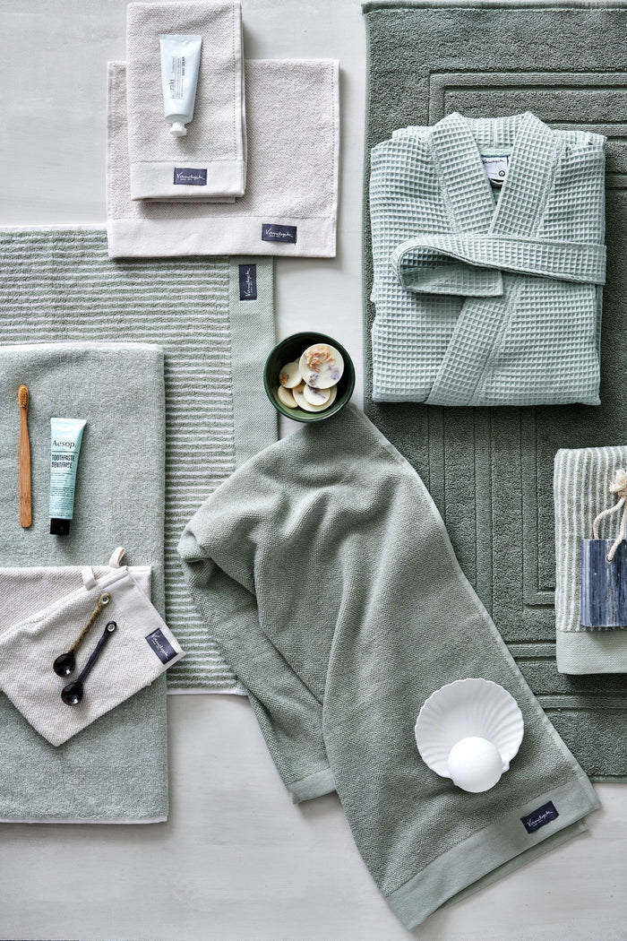 Handdoek Home Mouliné Smoke Green | Groen | Katoen