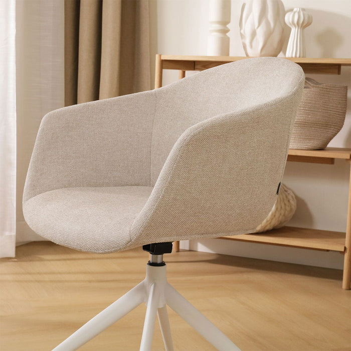 Nolon Nola-Otis Eetkamerstoel Beige - Draaibaar Wit Onderstel