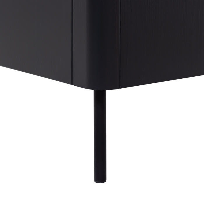 WOOOD Gunnar Tv Meubel - Grenenhout - Matzwart - 56x200x44