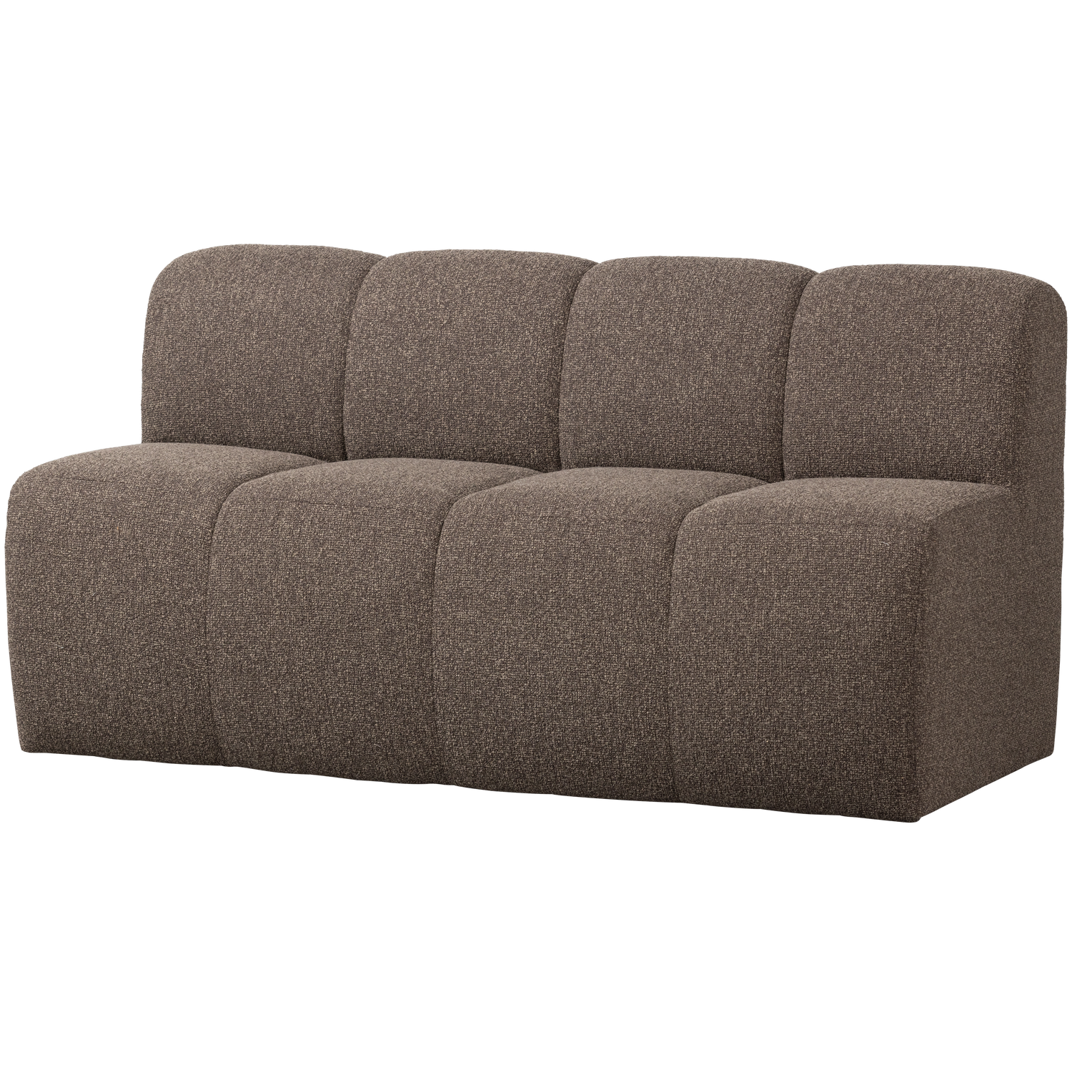 WOOOD Mojo Eetbankje Met Rugleuning - Bouclé - Bruin Melange - 164cm