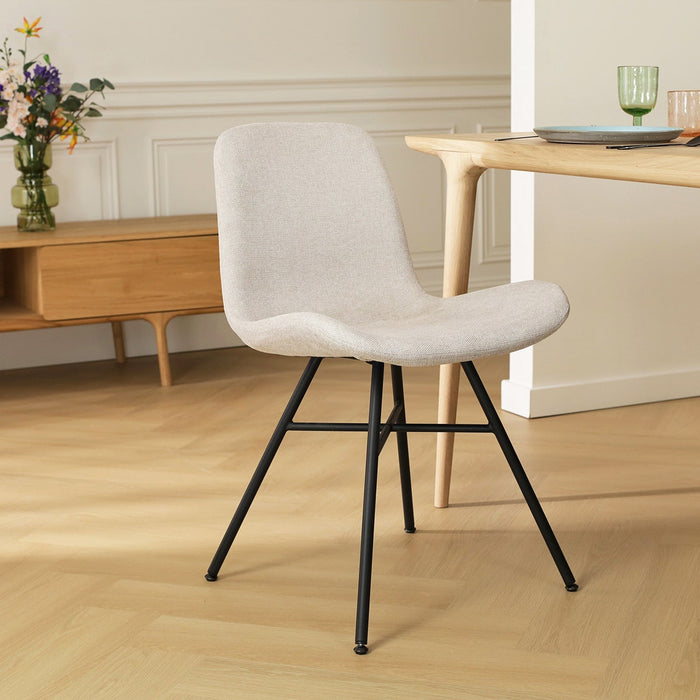 Nolon Noa-Fé Eetkamerstoel Beige - Stof - Zwart Onderstel