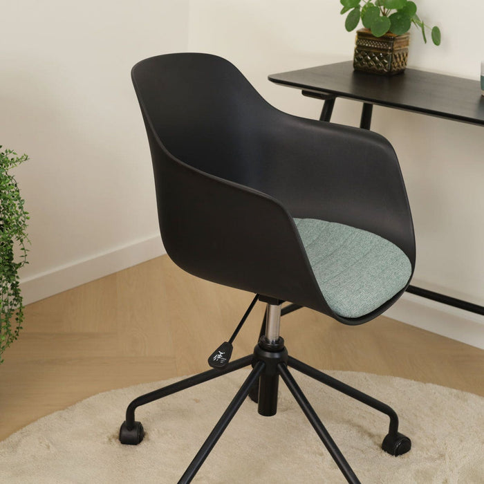 Nolon Nout-Liz Bureaustoel Zwart - Zacht Groen Kussen - Zwart