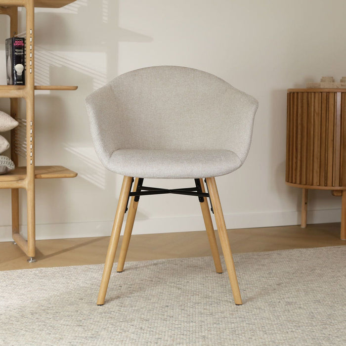 Nolon Nena-Otis Eetkamerstoel Beige - Armleuning - Stof