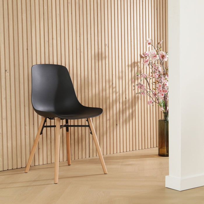 Nolon Nena-Pip Eetkamerstoel Zwart - Kunststof - Houten Poten