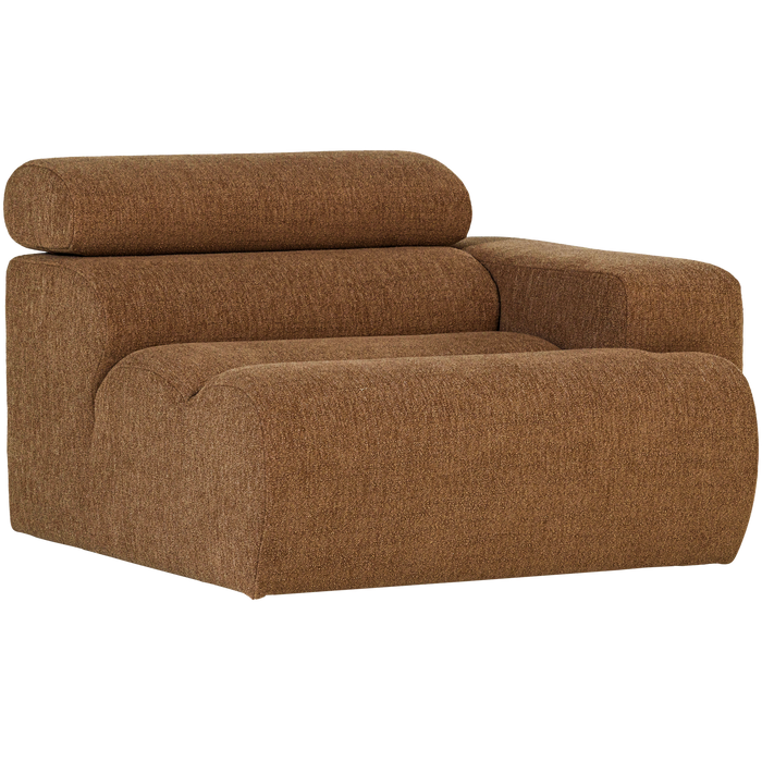 WOOOD Novi 1-Zits Element Bank Arm Rechts - Polyester - Karamelbruin