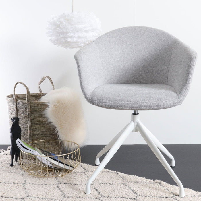 Nolon Nola-Otis Eetkamerstoel Lichtgrijs - Draaibaar Wit Onderstel