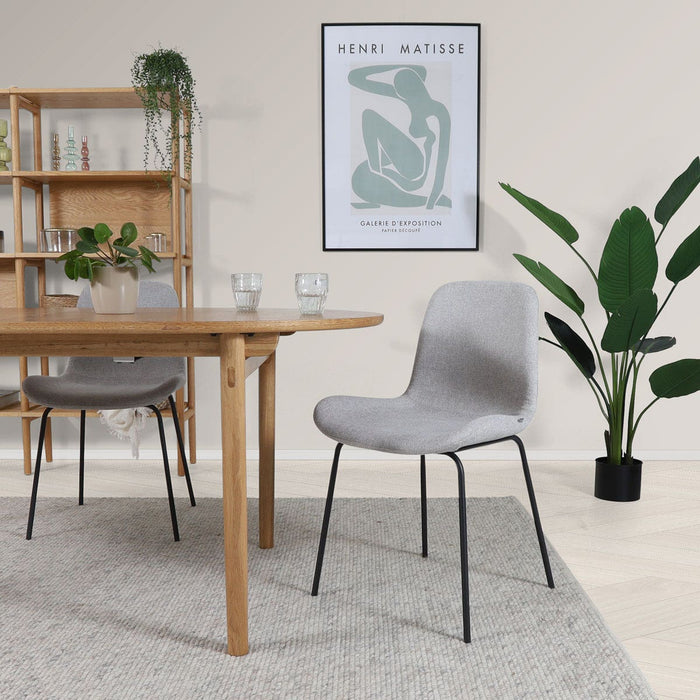 Nolon Nora-Fé Eetkamerstoel Lichtgrijs - Stof - Zwarte Poten