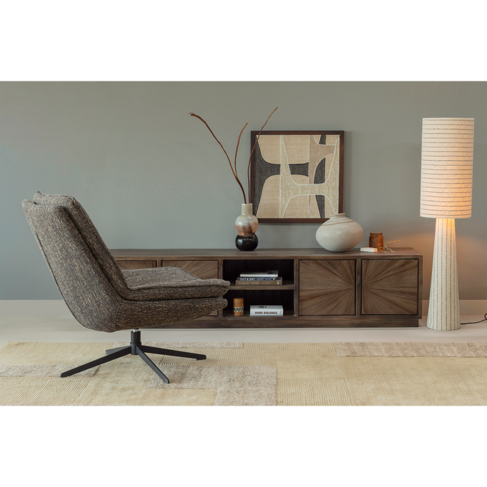 WOOOD Milaro Draaifauteuil - Polyester - Bruin Melange - 88x75x94