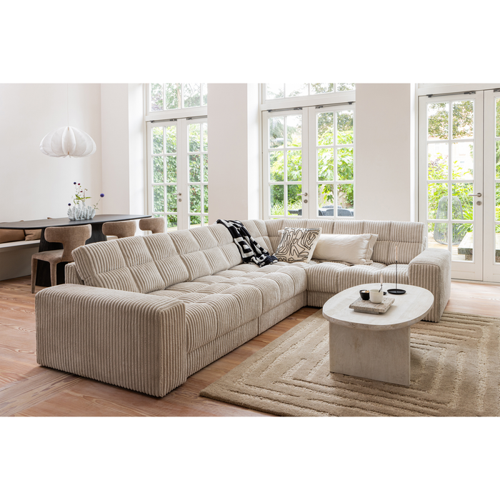 WOOOD Second Date Hoekbank Rechts - Grove Ribstof - Naturel