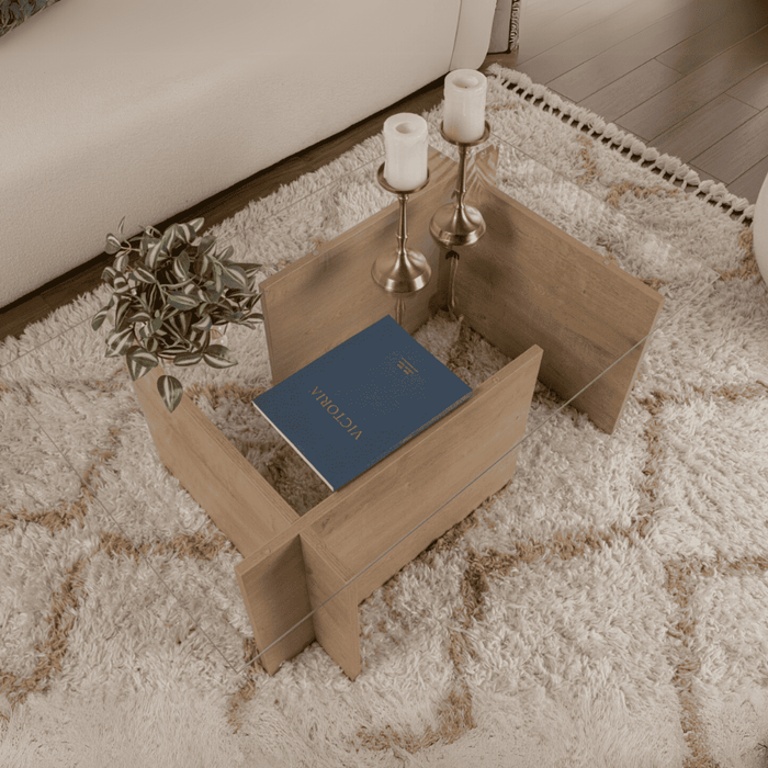 Calicosy - Salontafel met glazen blad L105 cm - NOAH