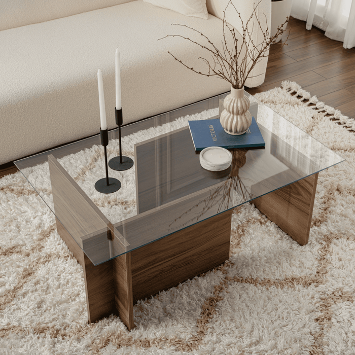 Calicosy - Salontafel met glazen blad L105 cm - NOAH