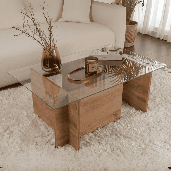 Calicosy - Salontafel met glazen blad L105 cm - NOAH