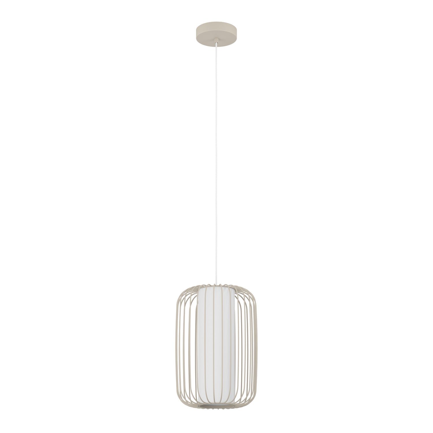 EGLO Terrarosa Hanglamp - E27 - Ø 24 cm - Zand|Wit - Textiel