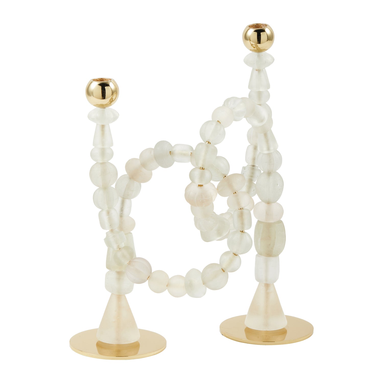 POLSPOTTEN Beads Kandelaar H 38 cm - Wit