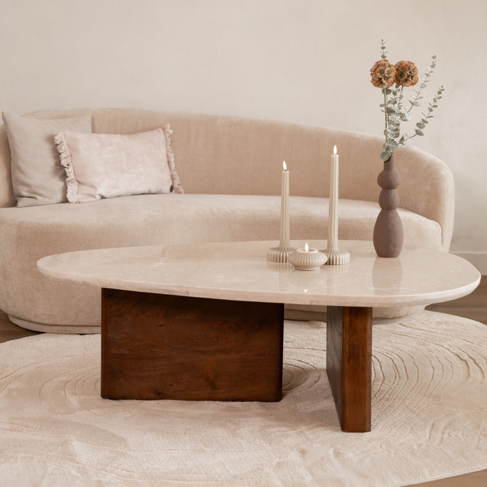 Giga Meubel - Salontafel Marmer Donkerbruin - 120x70x38cm - Ayla