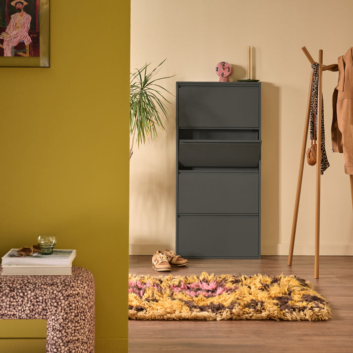 by fonQ Klip Schoenenkast - 4 Vakken - Zwart