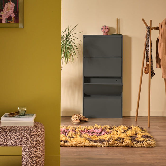 by fonQ Klip Schoenenkast - 4 Vakken - Zwart