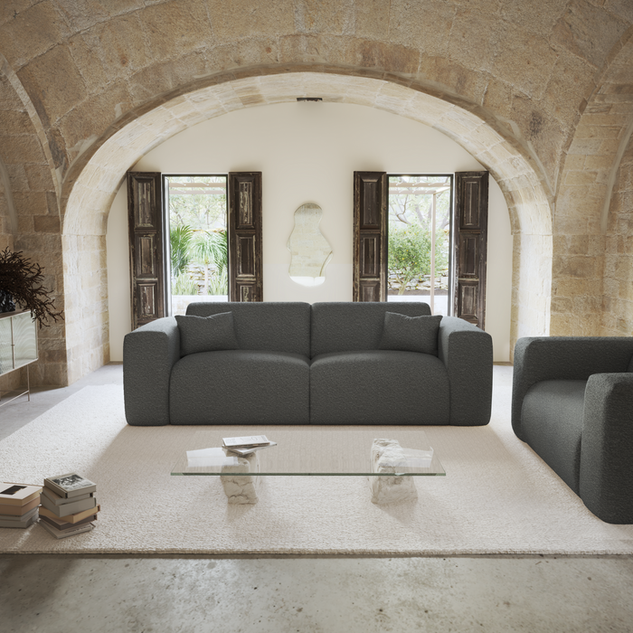 Dunlopillo 160 cm Express converteerbare bank in grafietgrijs bouclé