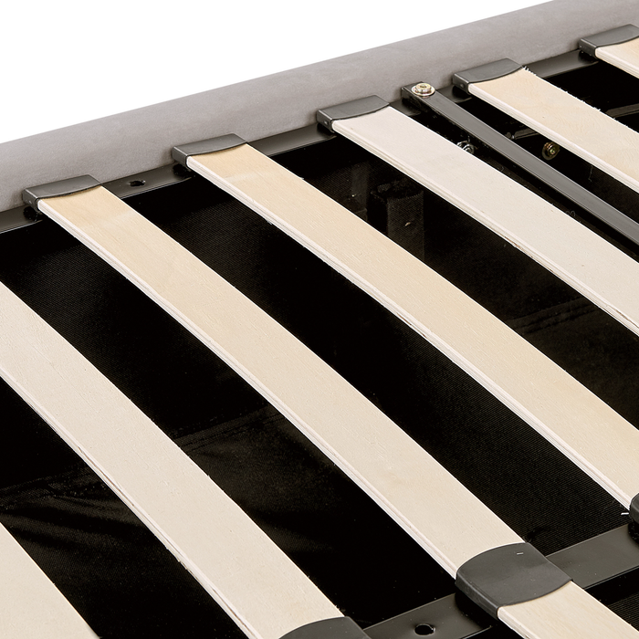 Beliani-LUBBON-Bed met opbergruimte-Lichtgrijs-160 x 200 cm-Fluweel