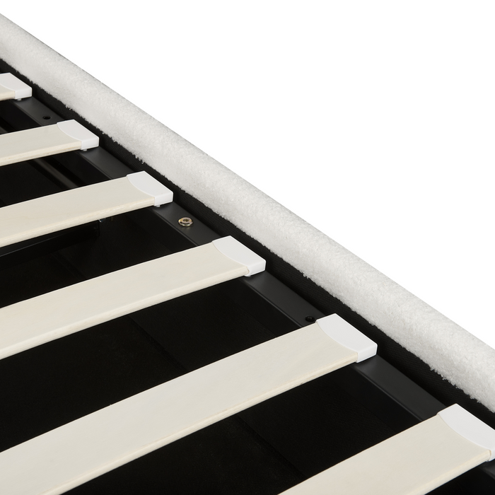 Beliani-LAVAUR-Bed met opbergruimte-Gebroken wit-160 x 200 cm-Bouclé