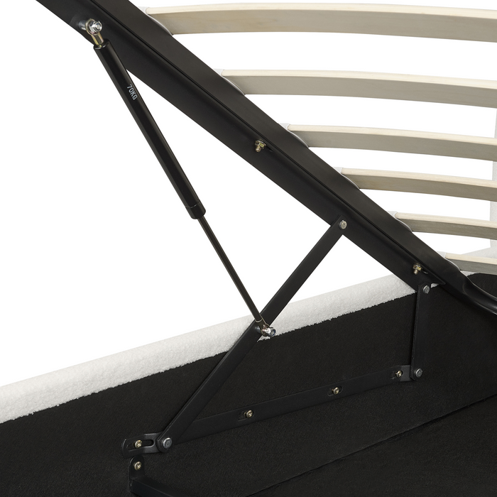 Beliani-LAVAUR-Bed met opbergruimte-Gebroken wit-160 x 200 cm-Bouclé