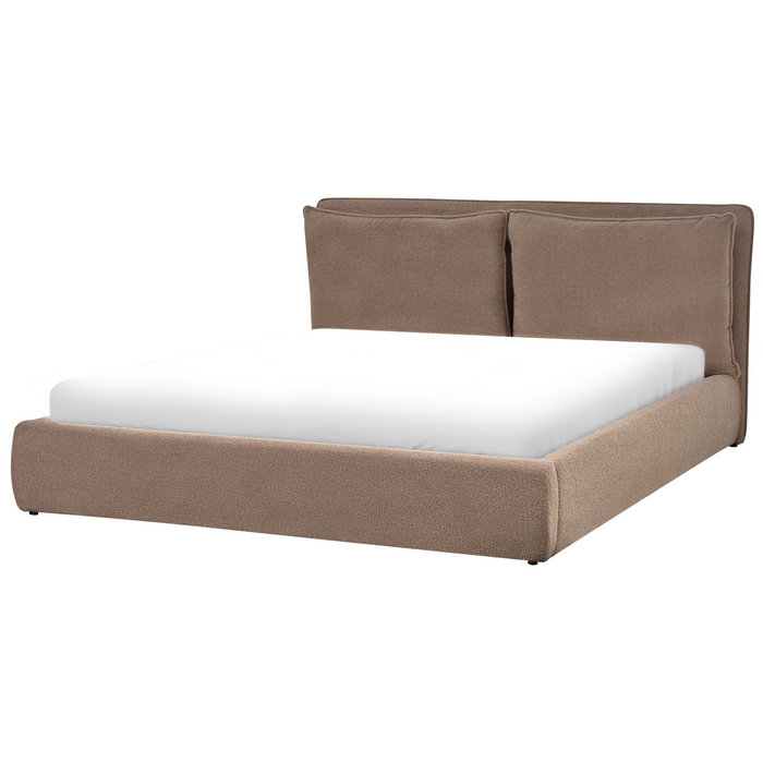 Beliani-BAJONNA-Bed met opbergruimte-Bruin-180 x 200 cm-Bouclé