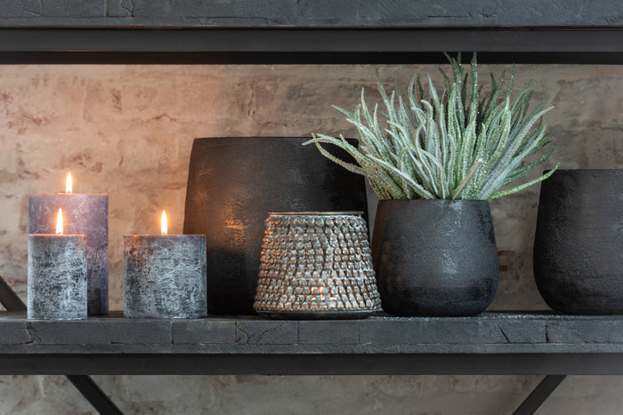 J-Line bloempot Oneffen - keramiek - zwart - large - Ø 23 cm