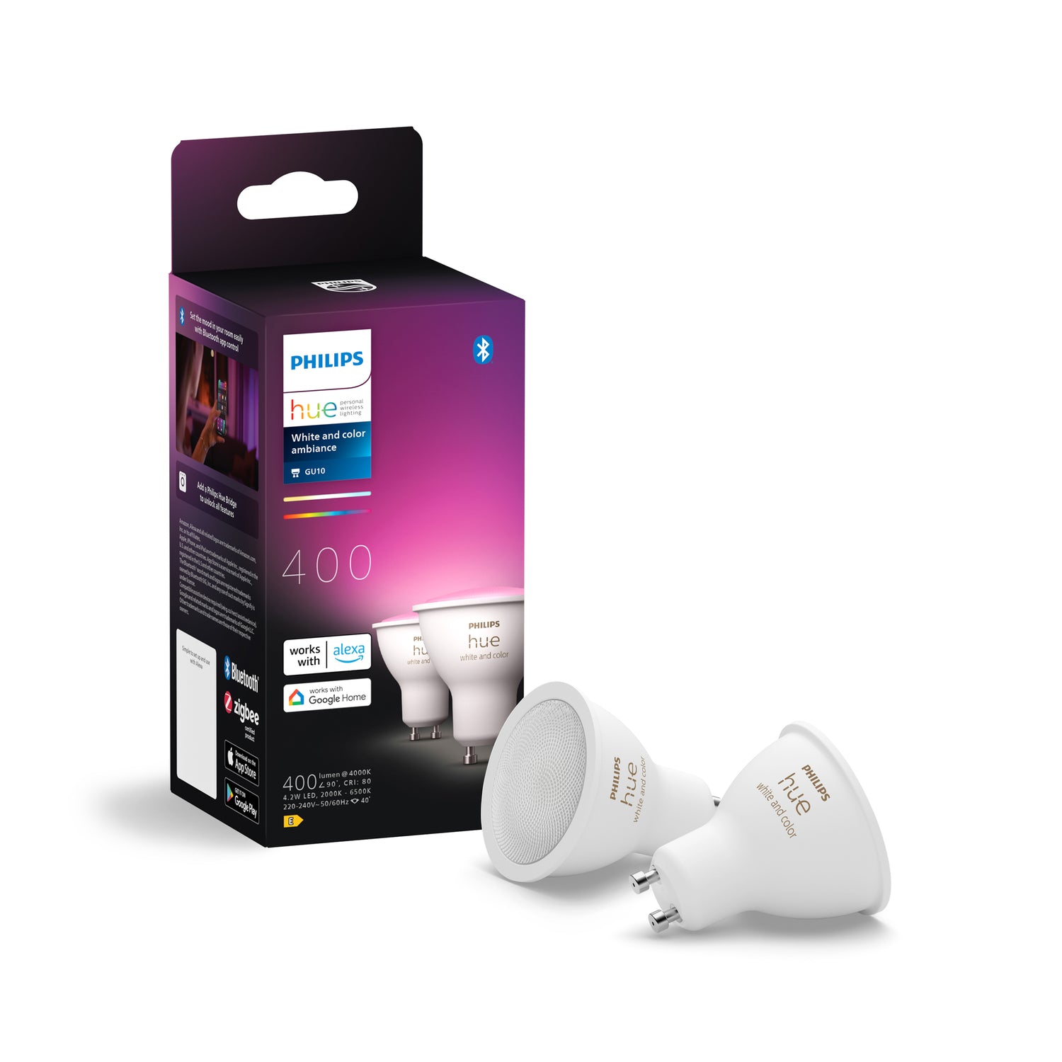 Philips Hue Spot - wit en gekleurd licht - 2 pack - GU10
