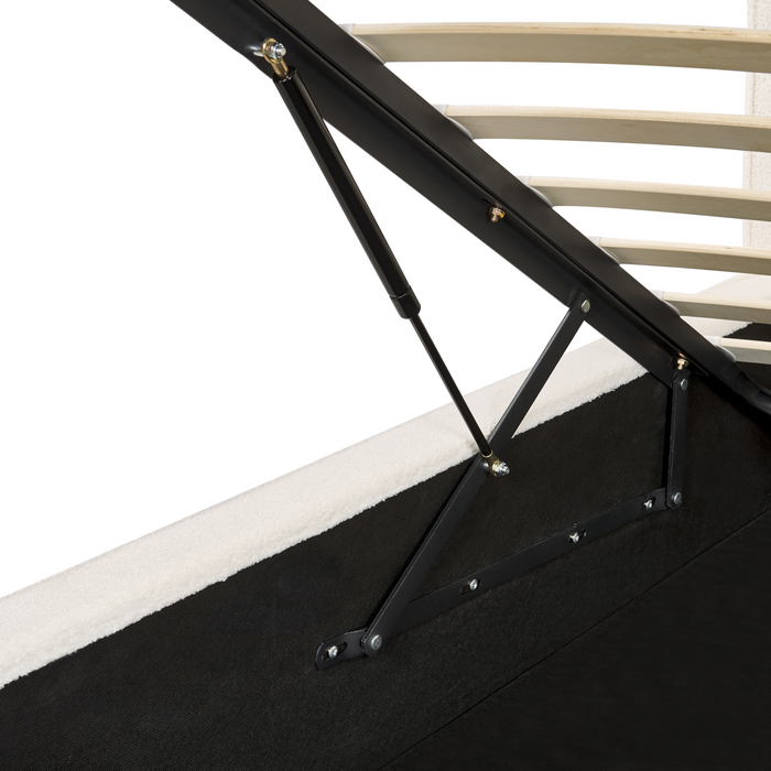 Beliani-MOISSAC-Tweepersoonsbed-Gebroken wit-180 x 200 cm-Polyester