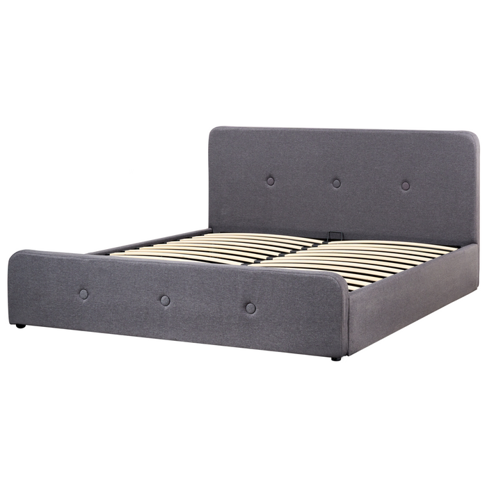 Beliani-RENNES -Bed met opbergruimte-Donkergrijs-180x200 cm-Polyester