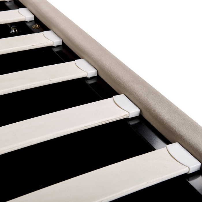 Beliani-SEZANNE -Bed met opbergruimte-Taupe-140 x 200 cm-Fluweel