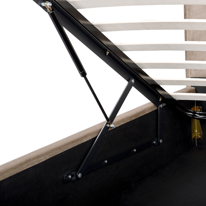 Beliani-SEZANNE -Bed met opbergruimte-Taupe-140 x 200 cm-Fluweel