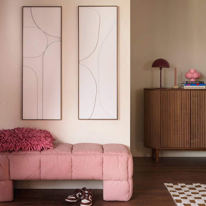 by fonQ Raised Abstraction Schilderij - Connection - 40 x 118 cm - Bordeaux / Walnoot