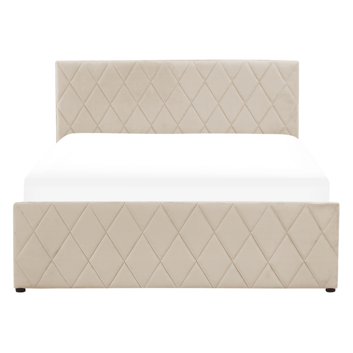 Beliani - ROCHEFORT - Tweepersoonsbed - Beige - 140 x 200 cm - Fluweel