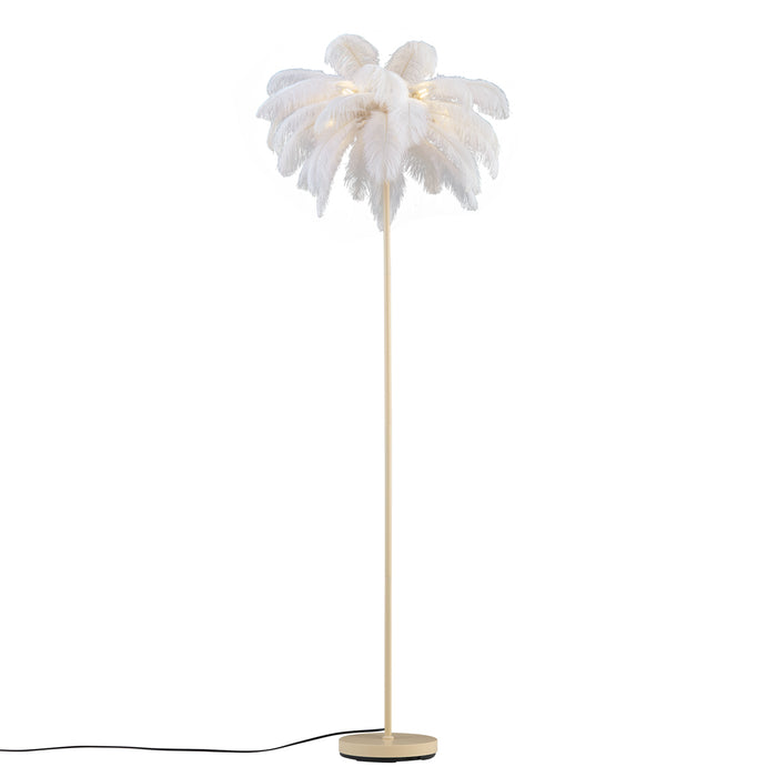QAZQA Art Deco vloerlamp beige met witte veren - Peahen