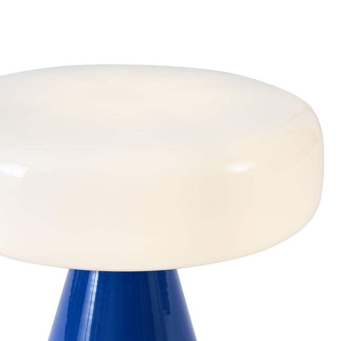 QAZQA Retro tafellamp blauw met wit - Knop