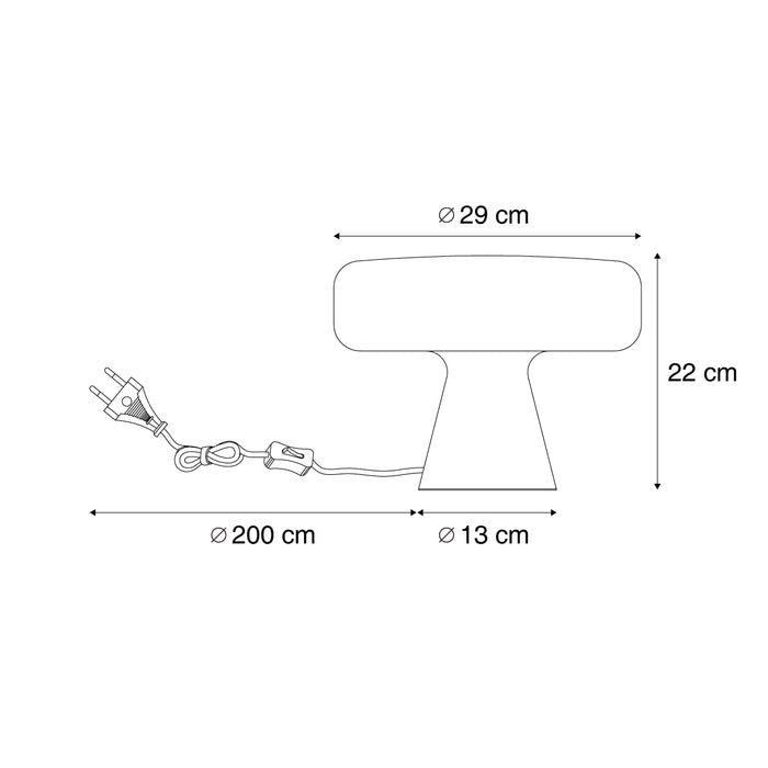 QAZQA Retro tafellamp blauw met wit - Knop