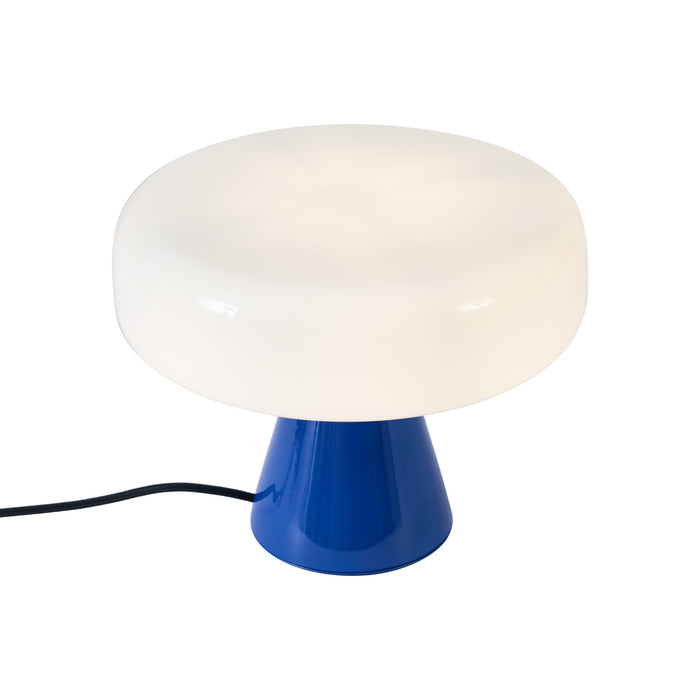 QAZQA Retro tafellamp blauw met wit - Knop