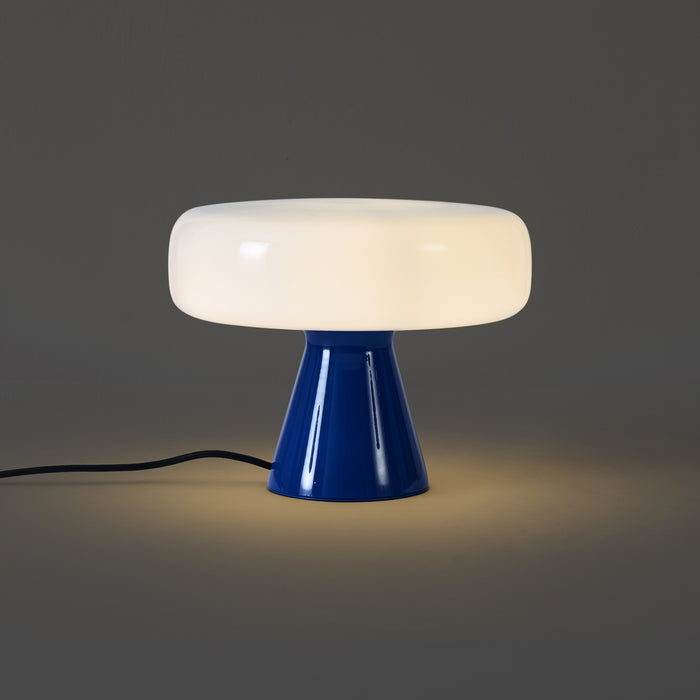 QAZQA Retro tafellamp blauw met wit - Knop