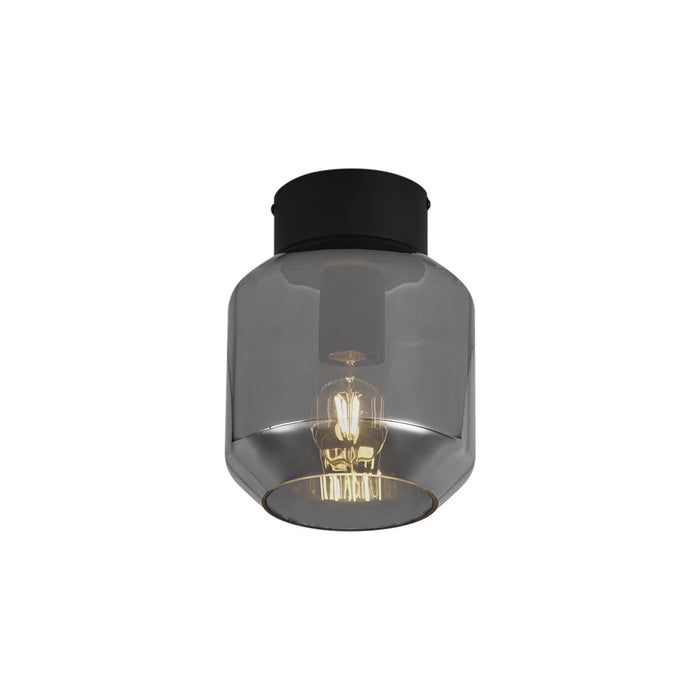 QAZQA Moderne plafondlamp zwart met smoke glas - Stiklo