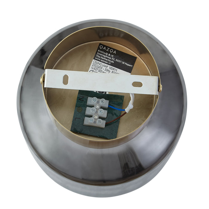 QAZQA Moderne plafondlamp messing met smoke glas - Stiklo