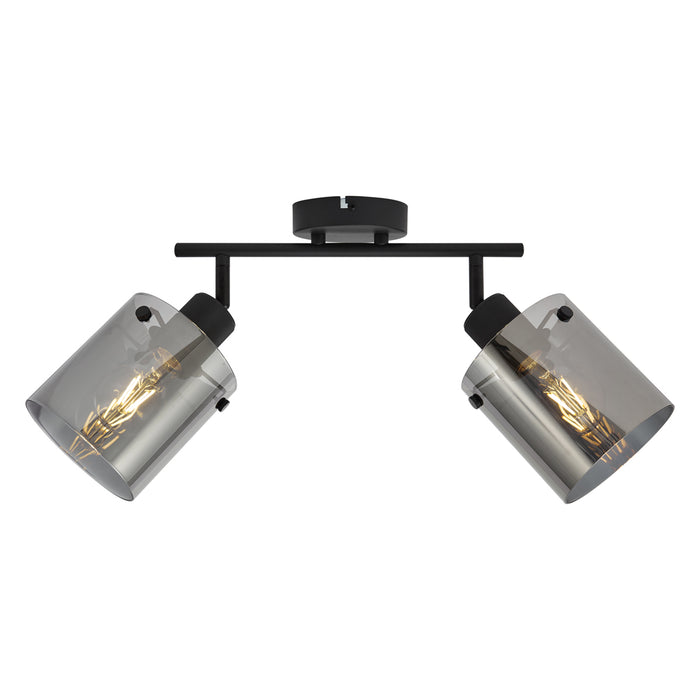 QAZQA Design plafondspot zwart met smoke glas 2-lichts - Domo