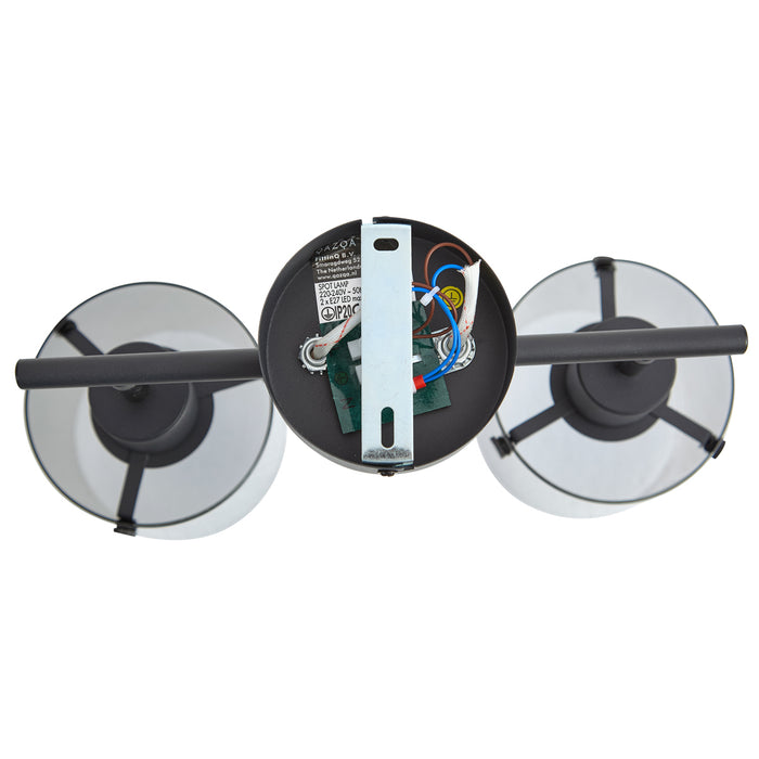 QAZQA Design plafondspot zwart met smoke glas 2-lichts - Domo