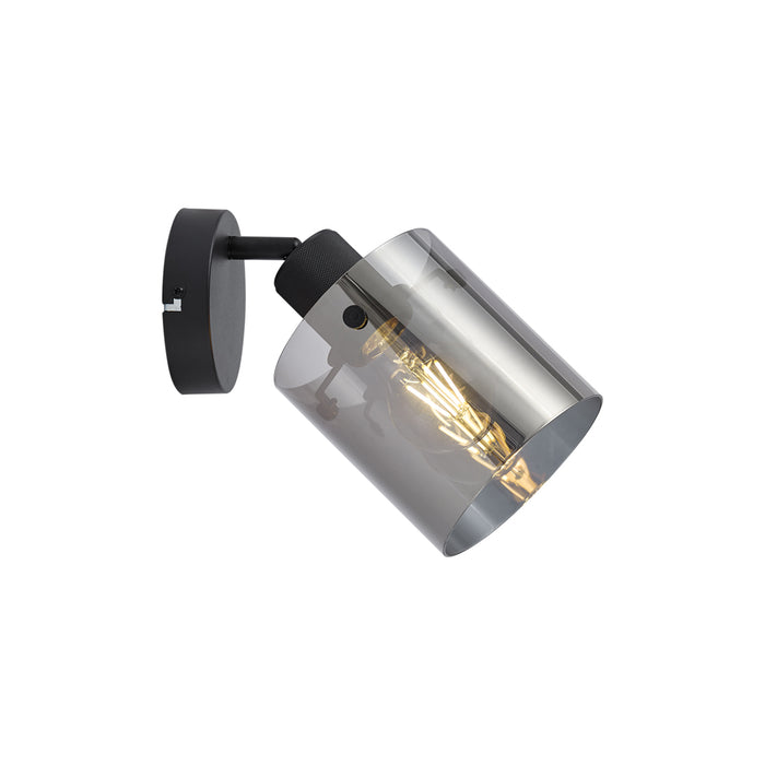 QAZQA Design wandspot zwart met smoke glas - Domo