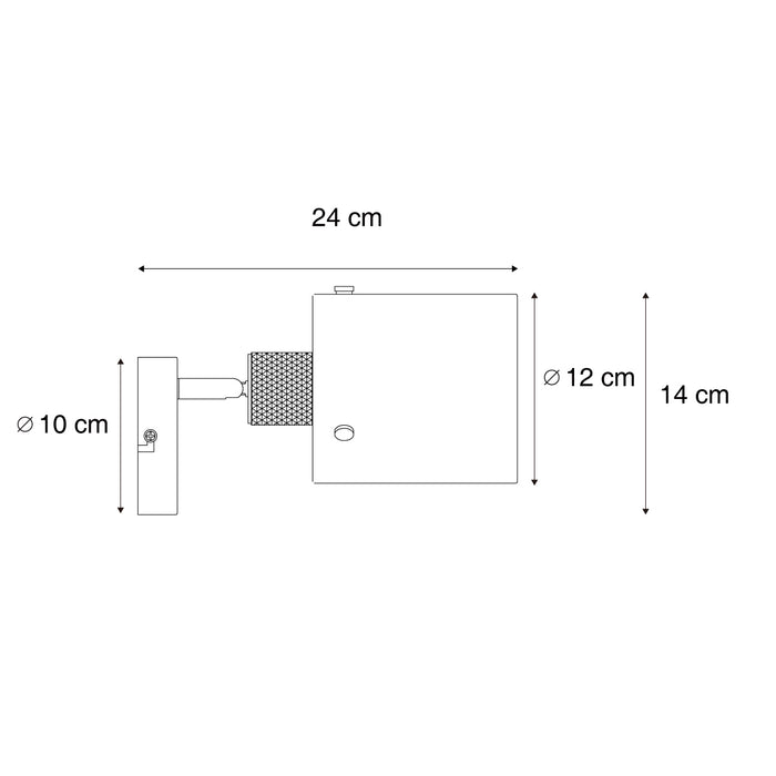 QAZQA Design wandspot zwart met smoke glas - Domo