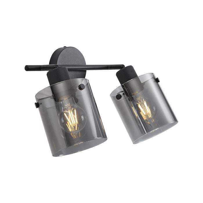 QAZQA Design plafondspot zwart met smoke glas 2-lichts - Domo